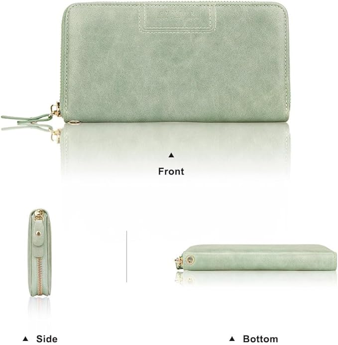 FT FUNTOR Wristlet Wallets for Women, Ladies PU Vegan Leather Clutch Wallet Zip around Phone Purse Card Holder Organizer
