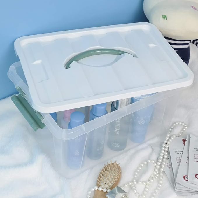 Gloreen 14 Quart Clear Storage Bins with Lid, Multipurpose Plastic Latch Box, 6 Packs