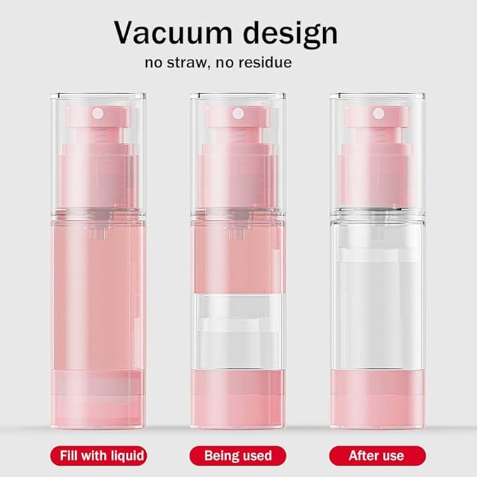 4 Pack Airless Pump Bottles, 1 oz Leakproof Travel Bottles with Pump for Toiletries, Small Empty Containers with Lids for Lotion Creams Serum Skin Care Shampoo Cosmetic Moisturizer Dispenser