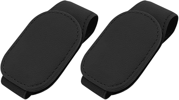 2-Packs Leather Sunglasses Holders for Car Sun Visor, Magnetic Glasses Eyeglass Hanger Clip for Car