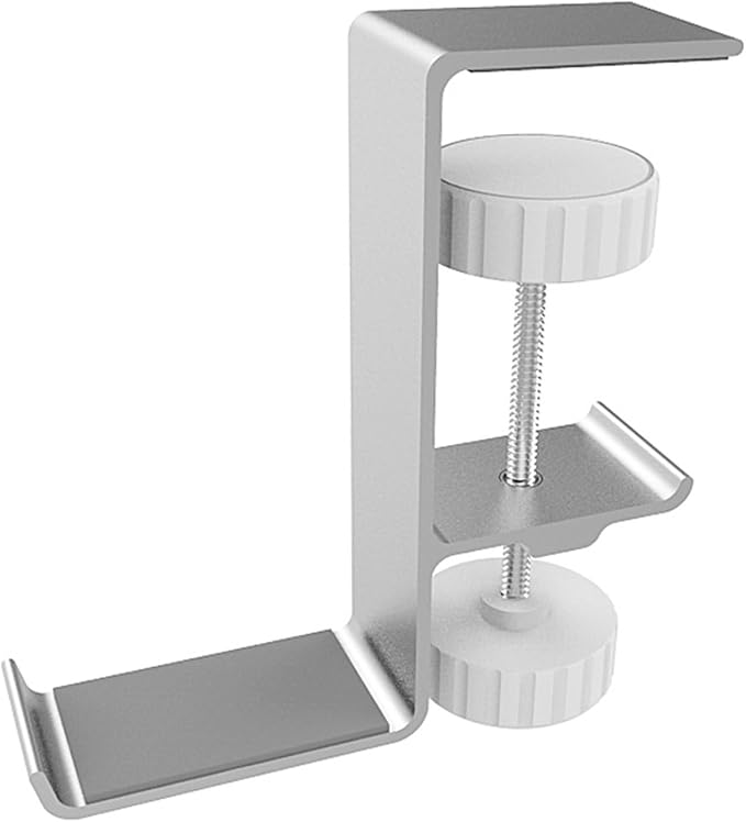 QMQJIA Metal Earphone Holder Hook Under Desk Headphone Stand Headset Hanger with Adjustable Clamp Universal Aluminum Alloy Headphone Hanger Sturdy Hook for Hanging Headphones On Desk Or Shelf