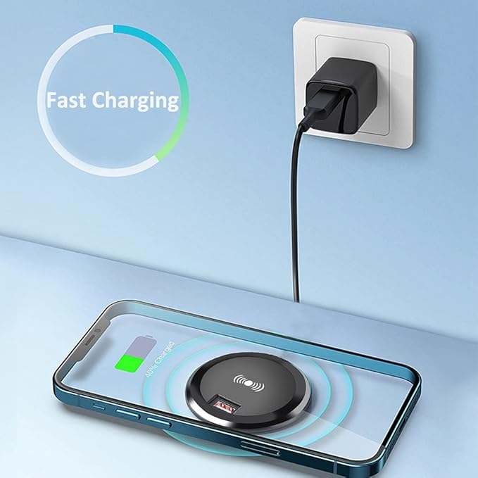 15W Fast Wireless Charging Station Pad Compatible with iPhone 16/16e/16 Pro/16 Pro Max 16 15 14 13 12 11 Series Samsung Galaxy S25 S24 S23 S22 S21 Note 20 (Desk Wireless Charging)