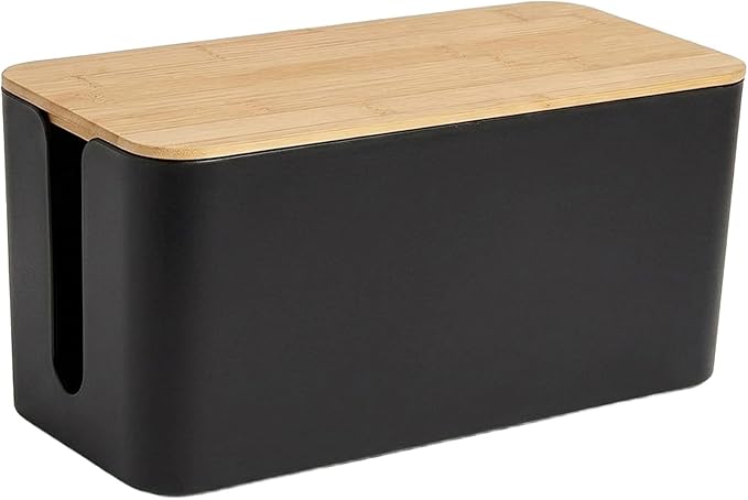 Cable Management Cord Cover Wire Hider Box Concealer Organizer Protector System for Home Theater Entertainment Center Office School (Wood Black)