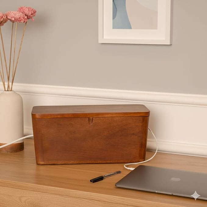 Extra Large Cable Management Box - Cable Organizer Box and Power Strip Box for Electrical Cord Management - Desk Cord Hider and Floor Cable Management - Wire Storage and Organization for Cords
