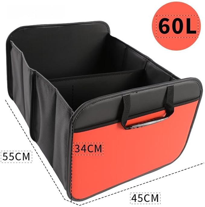 Car Trunk Organizer with, Collapsible Car Trunk Storage Organizer, Car Organizer and Storage for SUV, Truck, Sedan 21.7x17.7x13.4 Inches (Orange)