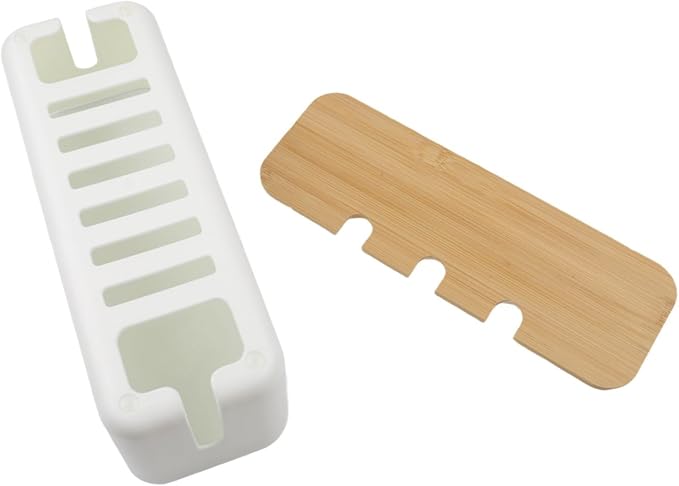 FABULETTA Desktop Cord Organiser Box with Wooden Lid, Cable Management Solution for Power Strip Hider, ABS Plastic Wire Storage Container and Junction Box Cover for Home Office Use(white)