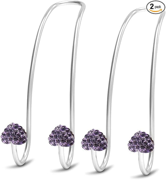 Guoord Car Headrest Hooks Decoration, 2 Pcs Bling Heart-Shaped Purse Hook Hangers, Auto Hooks Car Hangers and Durable Backseat Holder, Storage Universal for SUV Truck Vehicle（Purple）