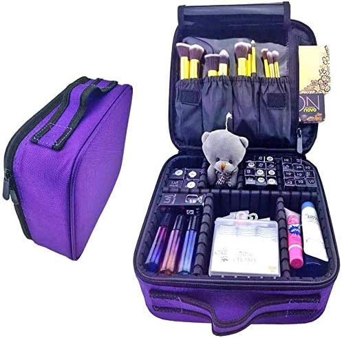 Semilyn Travel Makeup Bag for Women Makeup Organizer Train Case Cosmetic Makeup Storage Bag Organizer with Adjustable Dividers for Brush,Nail Tool,Toiletry,Jewelry Digital Accessories Purple