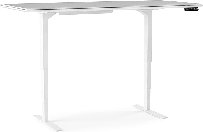 BDI Furniture Centro 6452-2 - 66'' x 30" Standing Desk for Home or Office, Electric Height Adjustable with Memory Preset, Cable Management and Satin-Etched Glass Top, Satin White