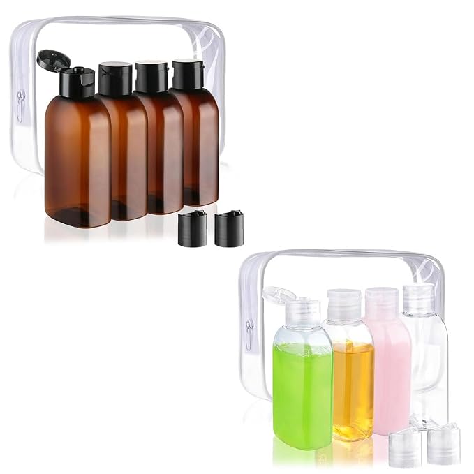 Cosywell Travel Bottles for Toiletries 8pcs 3.4oz Travel Shampoo and Conditioner Bottles TSA Approved Travel Size Containers Leak Proof Small Plastic Squeeze Bottles with Flip Cap