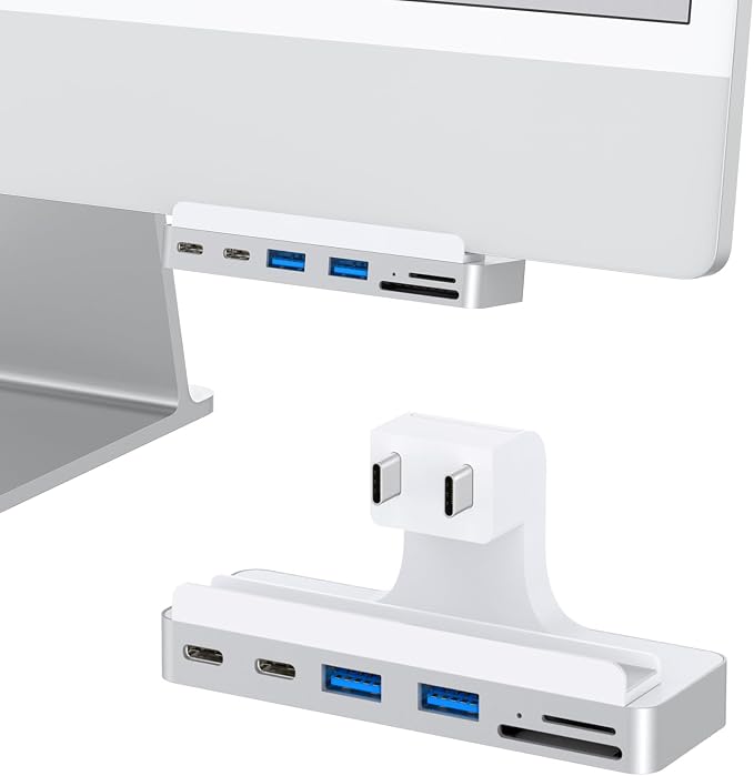 6-in-1 USB C Hub for iMac 24 inch (M1/M3/M4), USB Adapter Multiport with Type-C 10Gbps, SD/TF Card Reader Compatible | iMac Accessories