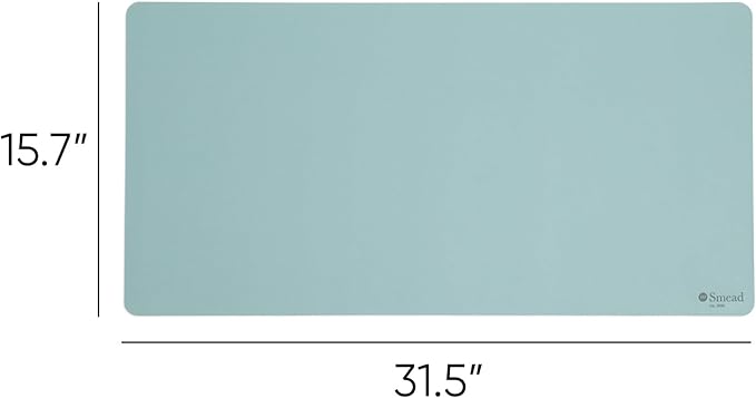Smead Desk Pad, Vegan Leather Desk Mat with Non-Slip Faux Suede Backing, Perfect Desk Organizer for Office Decor, 31.5” x 15.7” Medium, Superior Blue (64835)