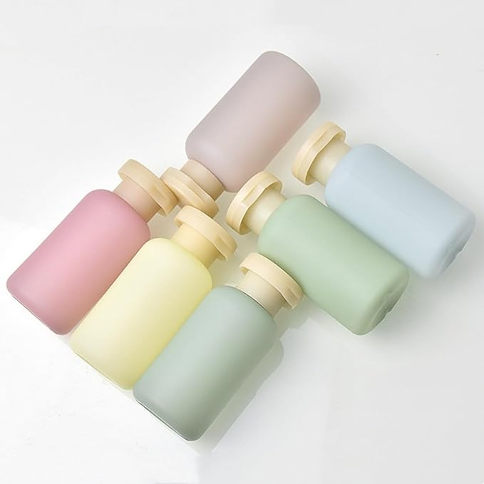 3.4oz Travel Shampoo Bottle with Flip Cap, Leak Proof Plastic Squeeze Bottles, Reusable Empty Travel Shampoo and Conditioner Bottles for Creams, Lotion, Foundation, Conditioner (Garden Series, 4Pcs)