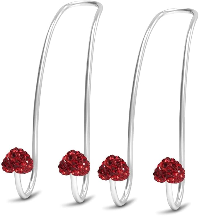 Guoord 【2024 Upgraded】 Car Headrest Hooks Decorations, 2 Pcs Bling Heart-Shaped Purse Hook Hangers, Auto Hooks Car Hangers and Durable Backseat Holder, Storage Universal for SUV Truck Vehicle (Red)