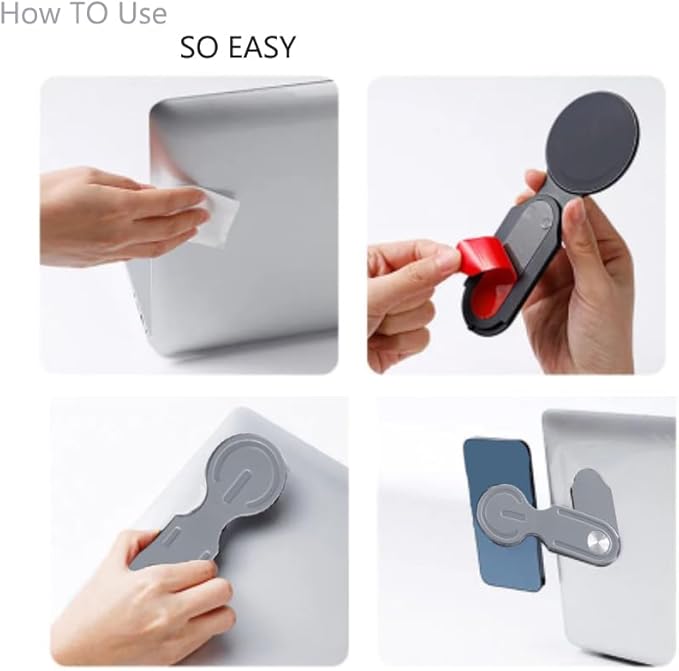 Leadigol Magnetic Phone Holder for Laptop,15cm Slim Portable Foldable Phone Stand, Computer Expansion Bracket for Monitor's Top and Side,Camera Monitor Mount, Compatible with Any Phone
