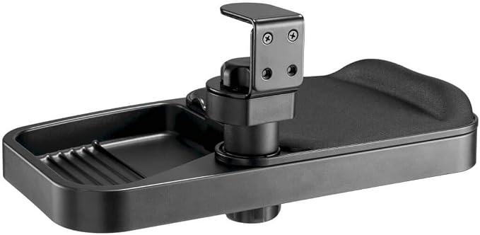 TRIPP LITE Under Desk Storage Tray Clamp-on Storage Tray w Mouse Pad, Wrist Rest - Office Desk Organizer 360 Swivel 5-Year Warranty (DMUDSC)