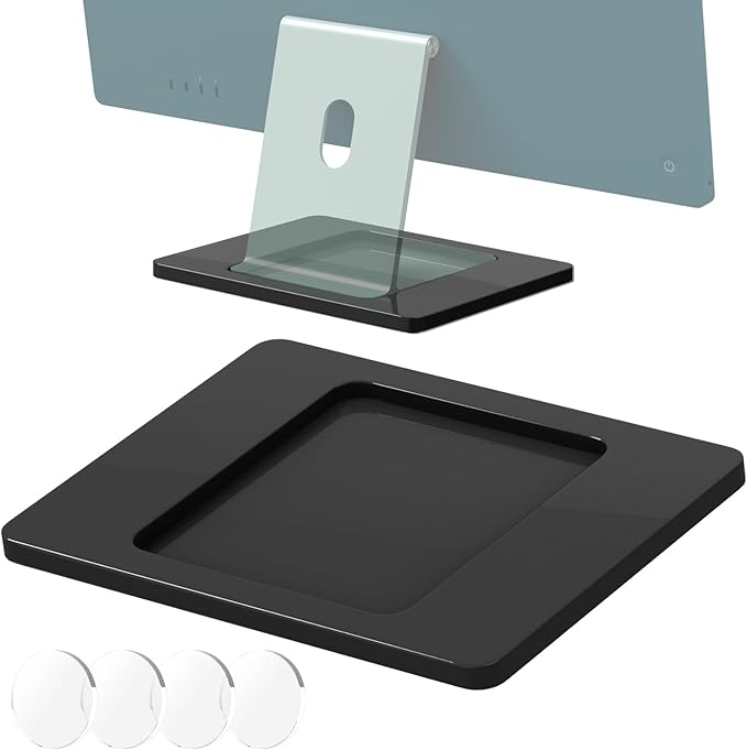 Acrylic Stand Base Widener for 24-inch iMac 2021-2024 M1/M3/M4 Chip - Stability Plate with Anti-Slip Design & Enhanced Support for iMac 24 inch (Black)