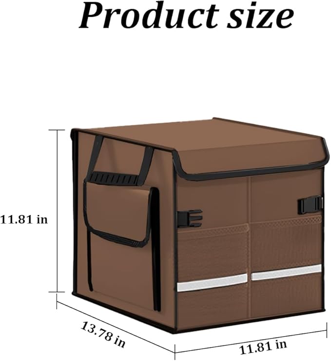 Car Trunk Organizer, Collapsible Multi Compartment Waterproof Sturdy Vehicle Trunk Container Box, Sturdy Automotive Interior Storage Organization, Universal for SUV Caravan Truck (Coffee)