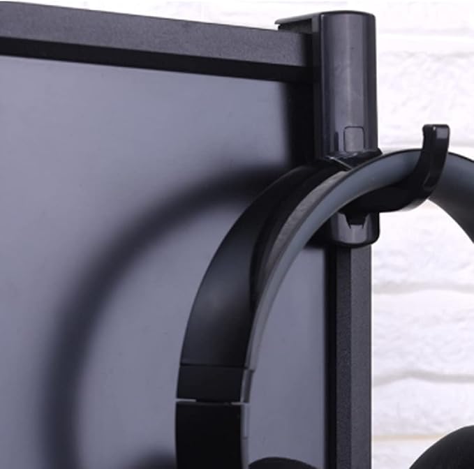 VizGiz 2 Pack Headphone Stand Hook Headset Holder Hanger Stick-on Support for Computer Over Ear Earphone PC Monitor Screen Edge Desk Top Wall Gaming Storage Rack Organizer