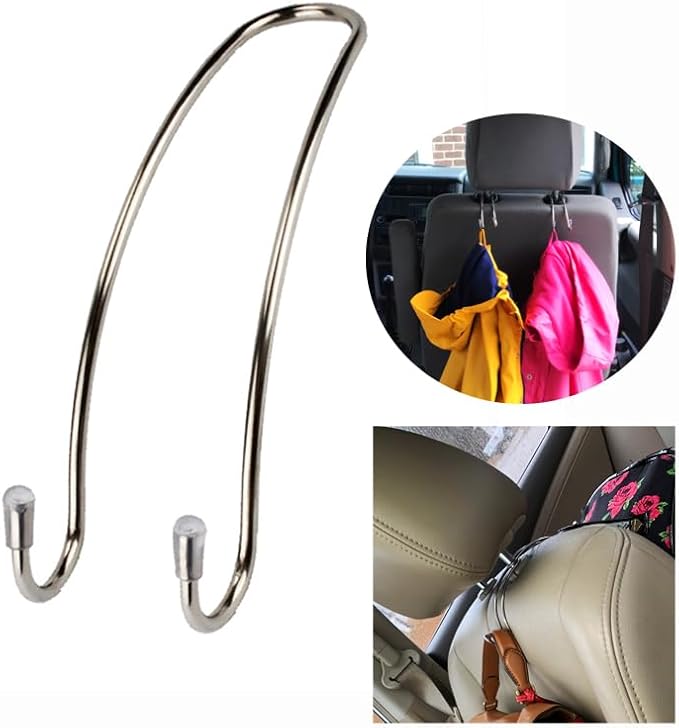 4 Pack Car Seat Headrest Hooks Strong and Durable Backseat Hanger Storage for Handbag, Purse, Coat, Grocery Bags, Universal SUV Truck Vehicle Car Seat Back Headrest Bottle Holder Organizer