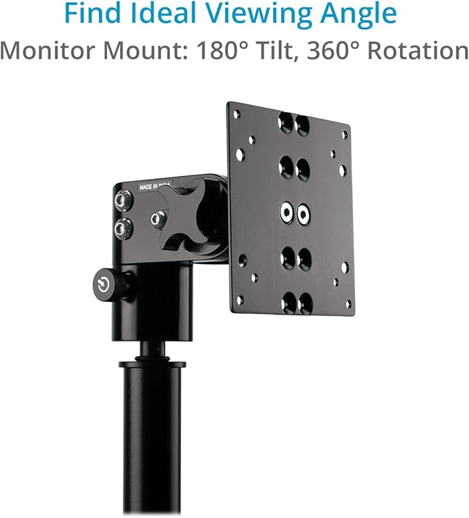 PROAIM Alpha Mobile Workstation: Height Adjustable Stand with 5/8 Baby Pin Mount, Monitor Mount, Wheel Set, Laptop & Accessory Tray. for Camera Operators, Photographers & Videomakers (TP-ALPA-02)