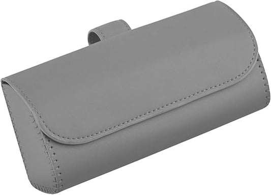 Sunglasses Holder for Car Sun Visor, Leather Auto Eyeglasses Organizer Box with Hidden Magnetic Closure, Vehicle Glasses Case Clip Holder, Car Accessories for Women Men (Gray)