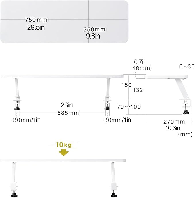 Clamp on Desk Shelf, Shelving Unit Above or Below Desk, Customizable Space Desk Storage Tray for Gaming Devices, Table Accessories(Color:Brown)