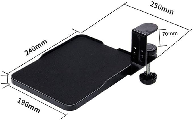 FUZADEL Ergonomic Mouse Tray Desk Attachment Mouse Platform Slide Out Extension Clamp On Wrist Rest Pad Under Desk Shelf (Black)