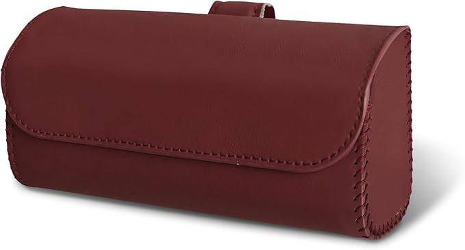 Sunglasses Holder for Car Sun Visor, Sunglass Organizer for Car, Magnetic Leather Eyeglasses Protective Storage Case, Waterproof Glasses Organizer Visor Accessories for Vehicles (Wine Red)