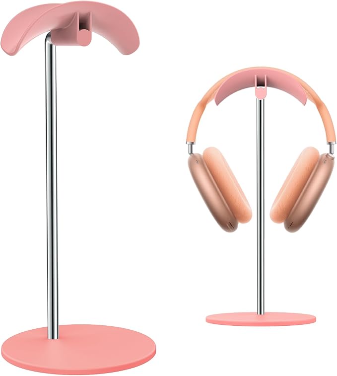 Headphone Stand, Headset Holder with Solid Base for Desk, Compatible with AirPods Max, Beats, Bose, B&O, Sony, Sennheiser, Gaming, etc (Pink)