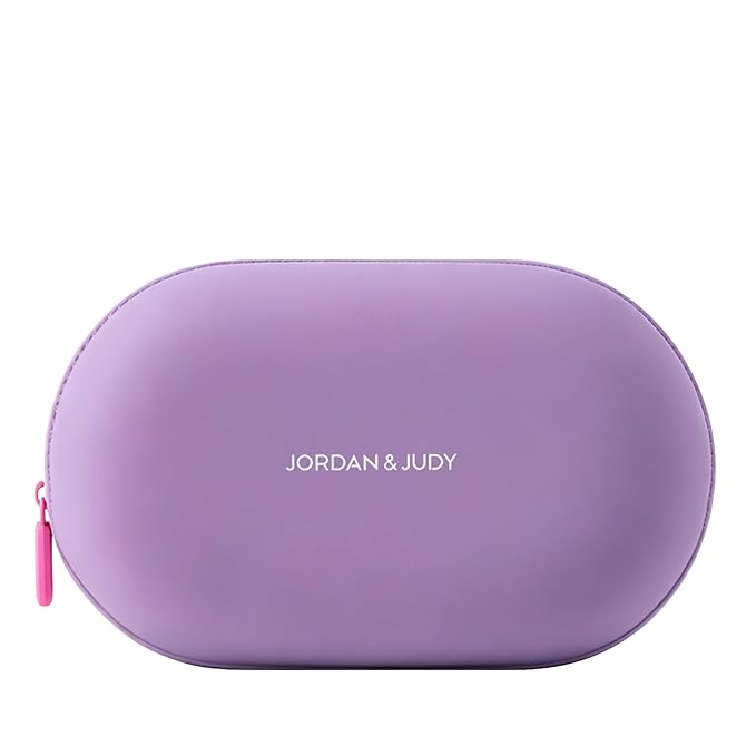 Travistar Silicone Travel Makeup Bag - Medium Toiletry Bag Portable Cosmetic Bag Waterproof Makeup Organizer Bag Small Make Up Pouch Womens Brush Holder Bag with Zipper Closure Purple