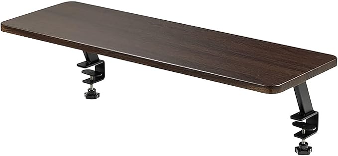 Clamp on Desk Shelf, Shelving Unit Above or Below Desk, Customizable Space Desk Storage Tray for Gaming Devices, Table Accessories(Color:Brown)