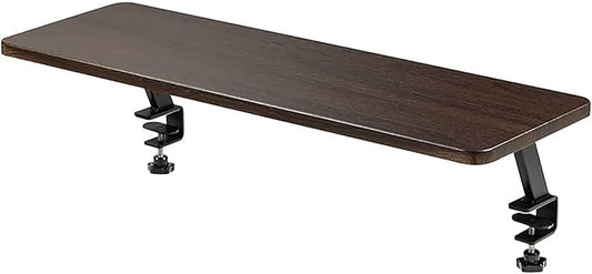 Clamp on Desk Shelf, Shelving Unit Above or Below Desk, Customizable Space Desk Storage Tray for Gaming Devices, Table Accessories(Color:Brown)
