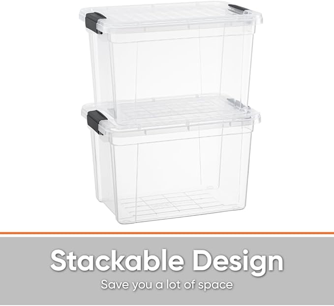 Superio Clear Storage Box with Lid, 2.5 Quart Plastic Container Bins for Organizing, Stackable Crates, BPA Free, Non Toxic, Odor Free, Organizers