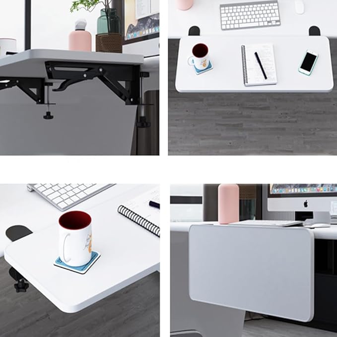 Under Desk Keyboard Tray Support Bracket Adjustable Desktop Extension Board Stand Clamp-on Keyboard Holder Arm Rest Tray Extension Plate Support Rack for Desk, NO Board/Tray, 1 Set (Style02)