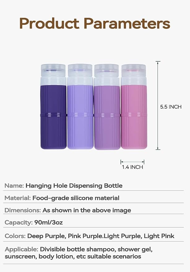 18 packs of toiletries travel bottles, TSA Approval silicone travel containers, leak proof refillable shampoo and conditioner are essential for travel, fitness, business trips, office use(purple)