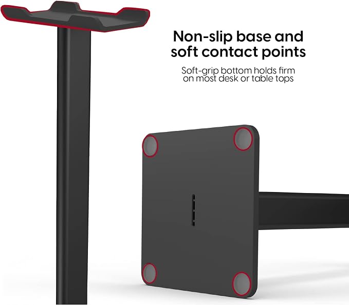TalkWorks Headphone Stand Holder-Desktop Headset Stand Organizer and Tabletop Space Saver for Home, Office and Gaming Room - Sleek Design, Easy Assembly and Durable Non-Slip Base,Black