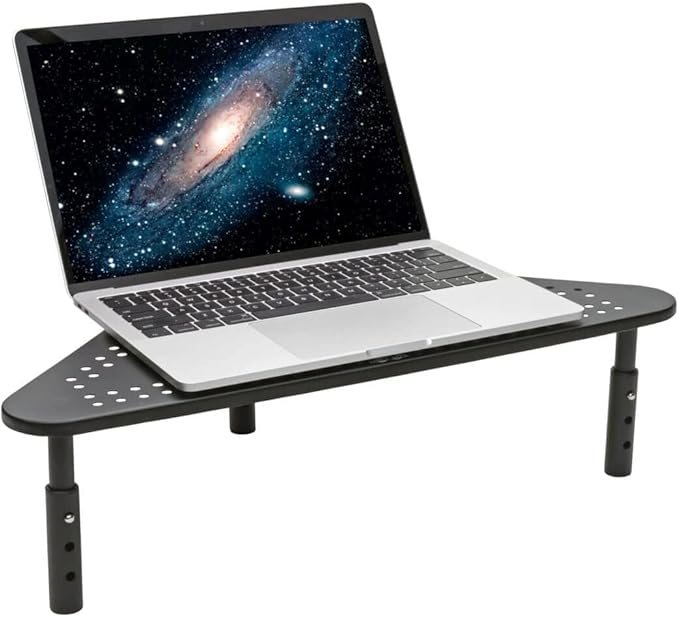 Tripp Lite Computer Monitor Stand, Corner Desk Monitor Stand for L Shaped Desk, Adjustable Height, 12 x 20 in., Metal, Black (MR1220M)