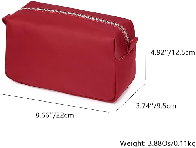 Organizer Bag Lightweight Cosmetic Bag with Ring Clasp Perfect Travel Makeup Bag for Women nylon Stand Up Design (Burgundy Red/Nylon)