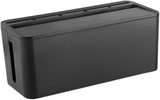 Fenteer Cable Management Box Holder Case Fashion Large Capacity Cord Cover Box Organizer for Wire Management Messy Cables TV Office, Black