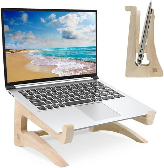 UI U & I Laptop Stand Riser, Portable and Adjustable Stand, for Notebook up to 13-17 Inch, Wood