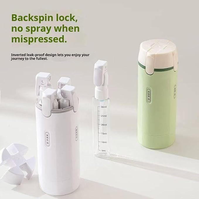 Portable Travel Toiletries Bottle Set, 4-in-1 Leak-Proof Refillable Bottles with Twist-Lock Caps, TSA-Friendly Travel Toiletry Containers, Leakproof & Refillable (Green)
