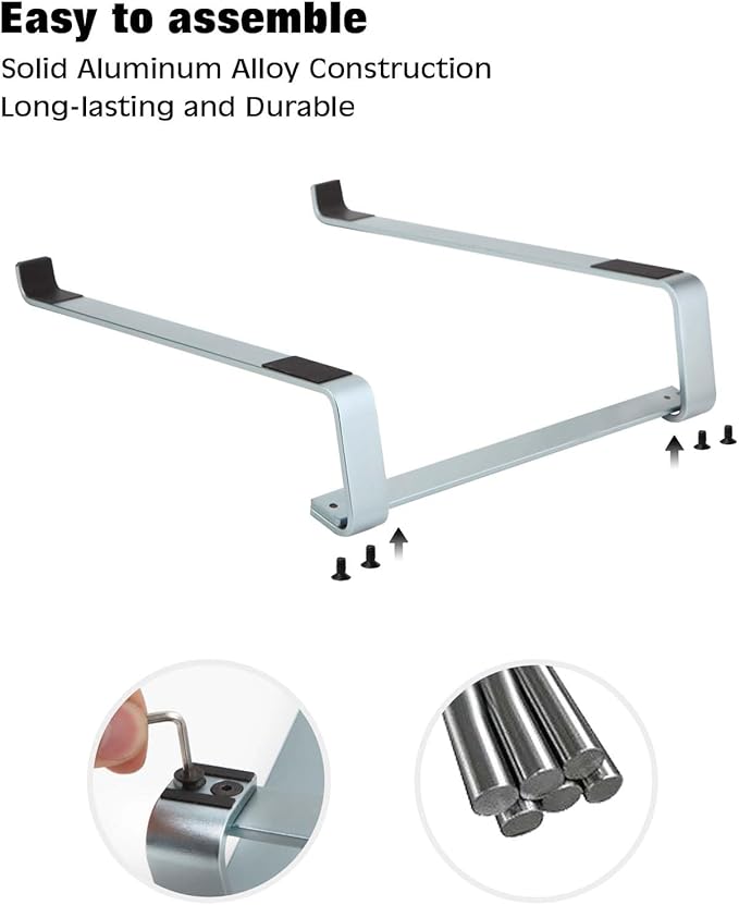 Thibault Laptop Stand for Desk - Aluminum Ergonomic Computer Stand，Laptop Riser, Cooling Laptop Holder, Compatible with MacBook Air Pro/Dell/HP/Lenovo/Alienware and 13-17 inches Laptops, Blue Grey