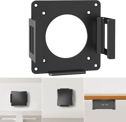 Mini PC Mount for GMKtec VESA Wall and Under Desk Mount for GMKtec G3 Plus/ G1/ M3 Plus/ M2 Mini Desktop Computer Metal Mini Gaming PC Mounting Bracket for GMKtec with Screws and Cable Straps