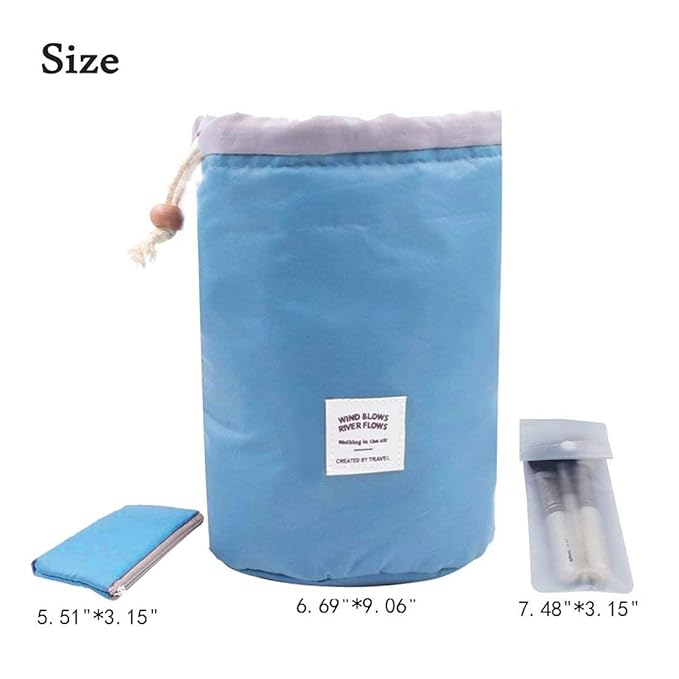 INVODA Drawstring Cosmetic Bag 3PCS Travel Makeup Bag for Women Toiletry Bag Portable Drawstring Make up Organizer Bag for Travel (Pink+Red+Blue)