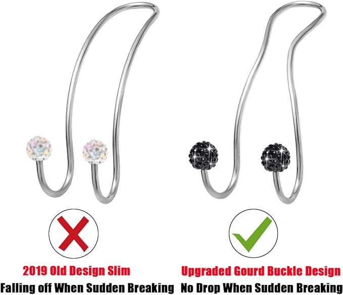 MTGOCHA Bling Purse Hook for Car Headrest, Upgraded Cute Car Seat Hooks for Bag Handbag, Durable Stainless Auto Purse Hanger Holder 2 Pack, Black