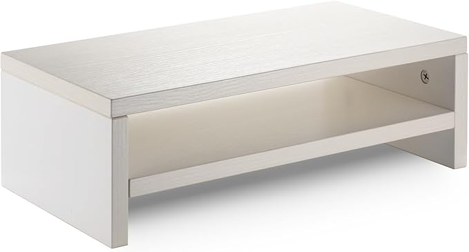 2 Tiers Monitor Stand 16.7??Computer Monitor Riser White, Wooden Monitor Riser for PC Screen/Printer Desktop Organization