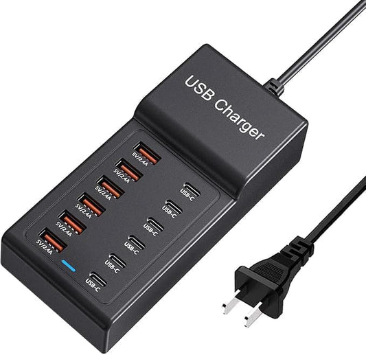 Multi USB Charger USB C Charging Station Block 50W 12 Ports Multiple USB C Hub USB Charging Strip for iPhone 13/14/15/16/Smartphone/Tablet