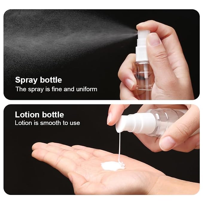 4-in-1 Travel Bottle Set Leak-Proof & TSA Approved - 50ml Refillable Containers Kit for Shampoo, Conditioner, Lotion - Portable Toiletry Accessories with Labels & Storage Box (Beige)