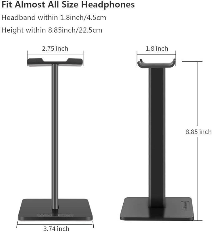 Headphone Stand Headset Holder- Gaming Headset Holder with Aluminum Supporting Bar Flexible Headrest Anti-Slip Earphone Stand for All Headphones, Black